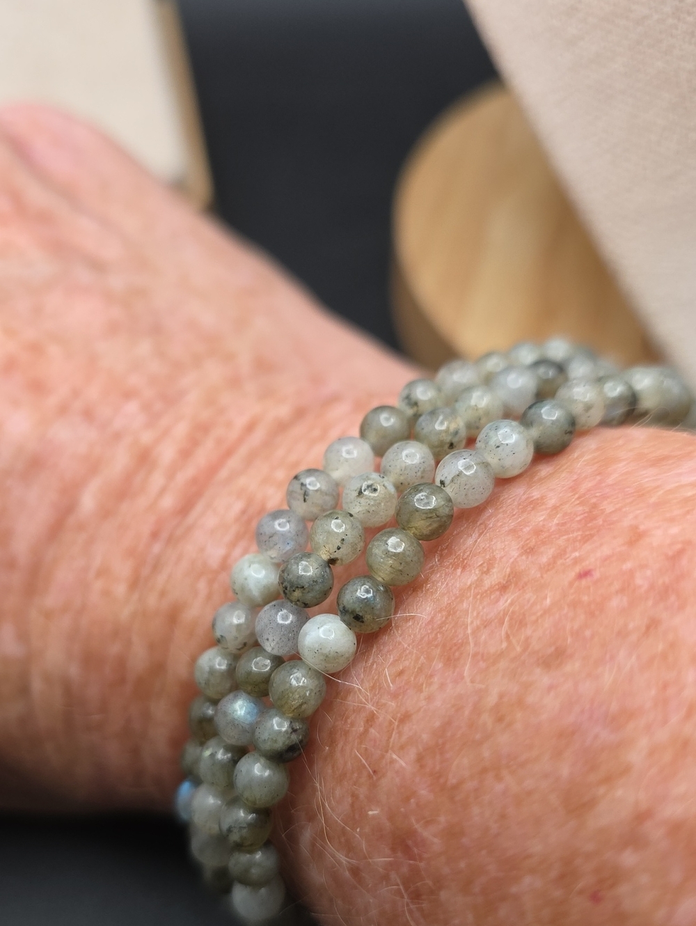 Labradorite Beaded Stretch Bracelet Trio (2499)